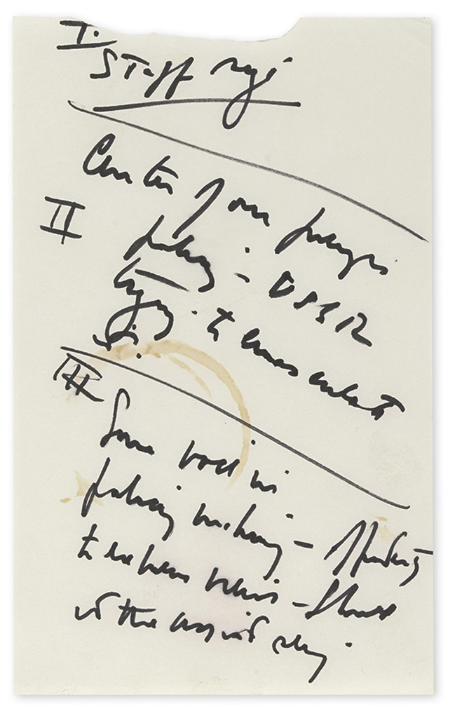 KENNEDY, JOHN F. Autograph Manuscript, unsigned, 6 pages of notes on Cold War topics taken in preparation for an unknown meeting.